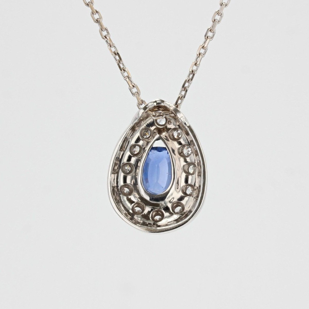 Drop Sapphire Diamond Pendant And Its Chain-photo-6