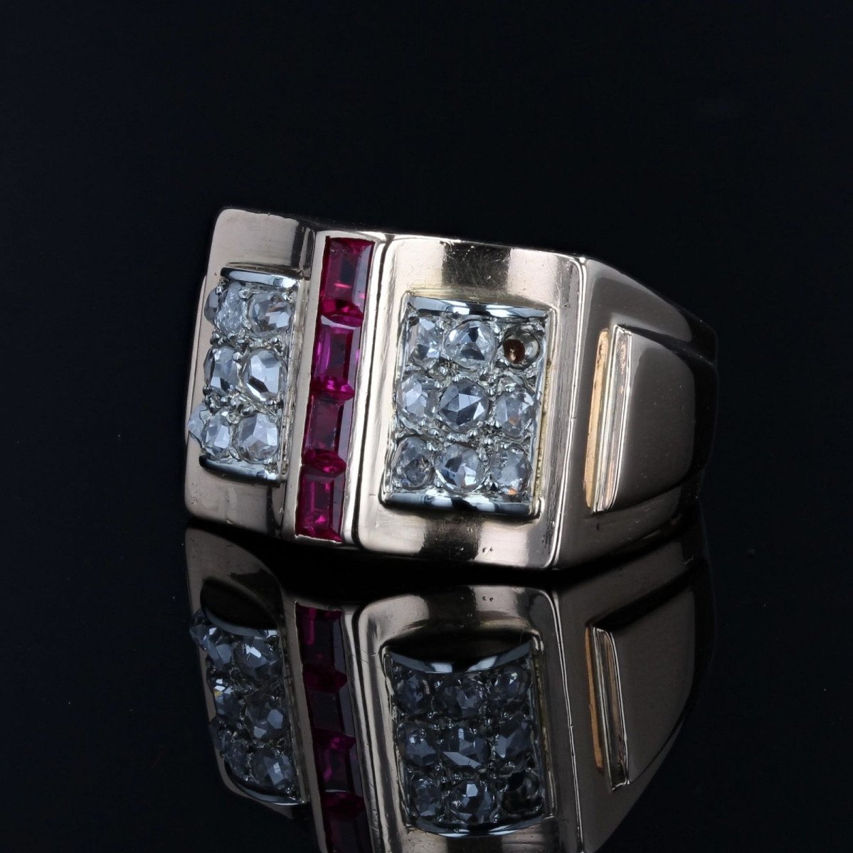 Calibrated Diamond And Ruby Tank Ring-photo-4