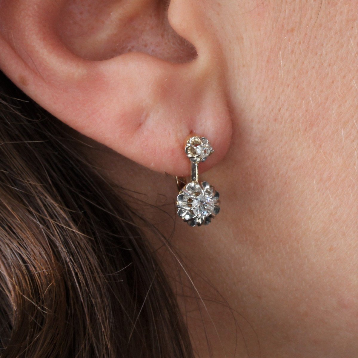 Old Trembling Diamond Earrings-photo-2