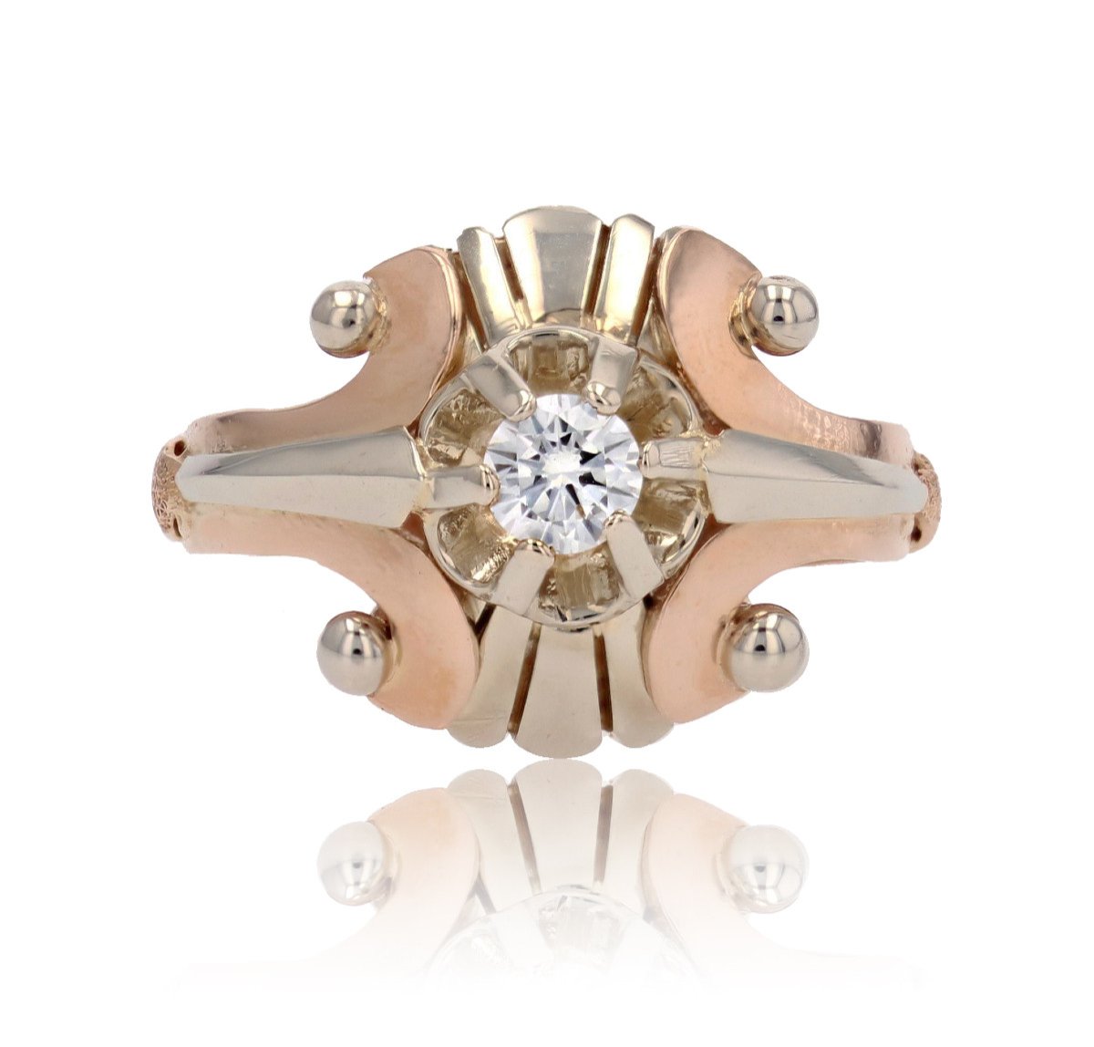 Vintage Ring Rose Gold White Gold Diamond