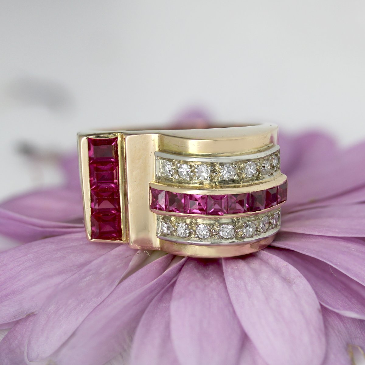 Asymmetric Ruby Diamond Tank Ring-photo-3