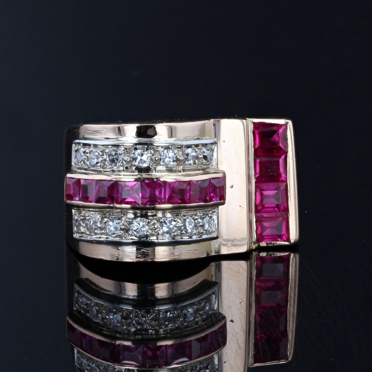 Asymmetric Ruby Diamond Tank Ring-photo-4