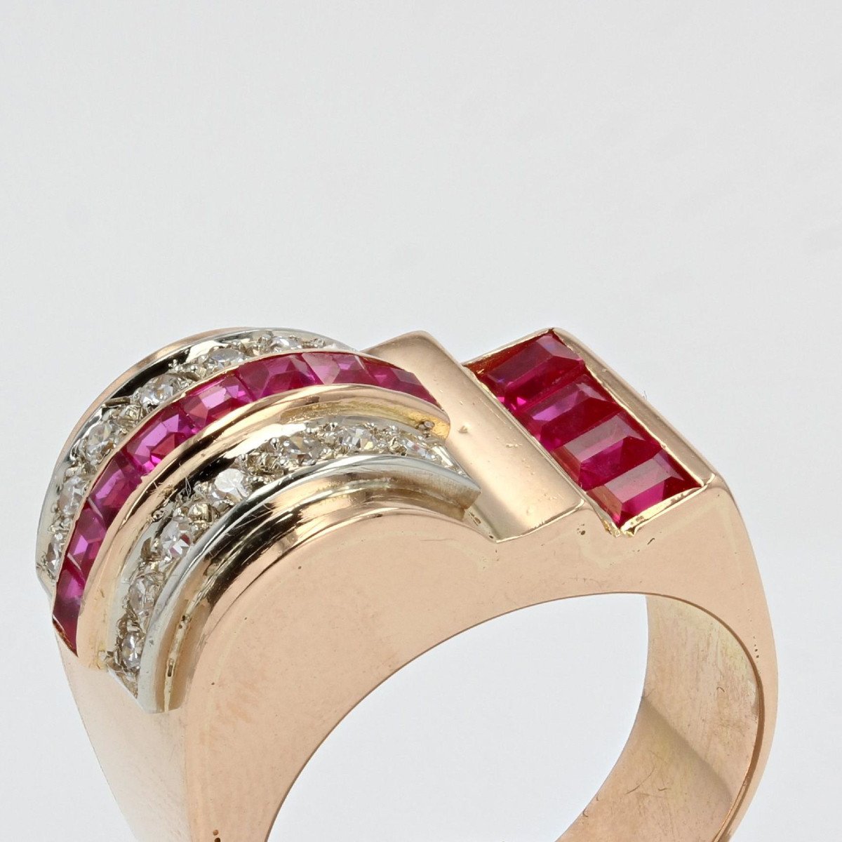 Asymmetric Ruby Diamond Tank Ring-photo-2