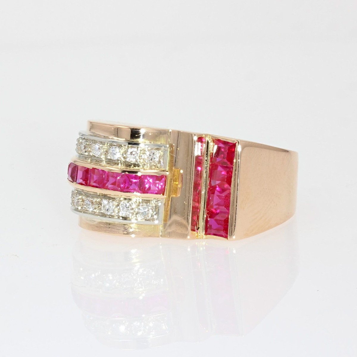 Asymmetric Ruby Diamond Tank Ring-photo-3
