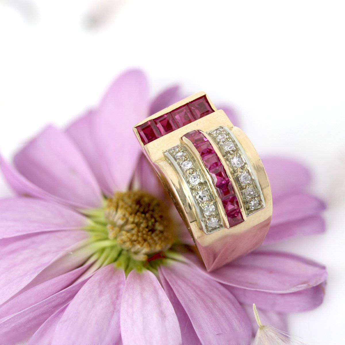 Asymmetric Ruby Diamond Tank Ring-photo-6