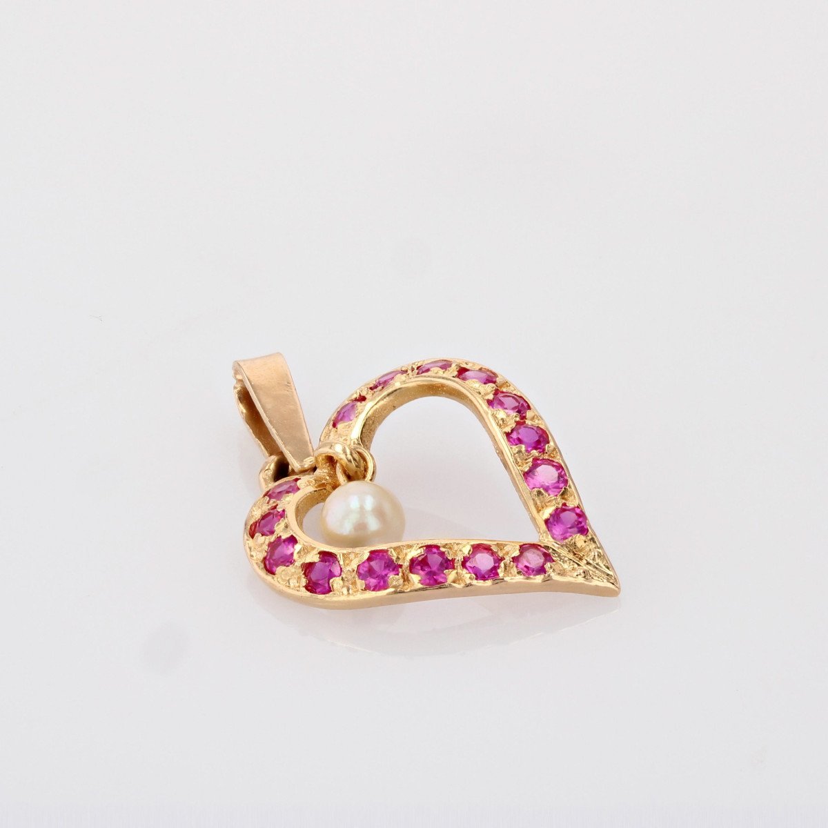 Pendentif Cœur Rubis Et Perle-photo-1