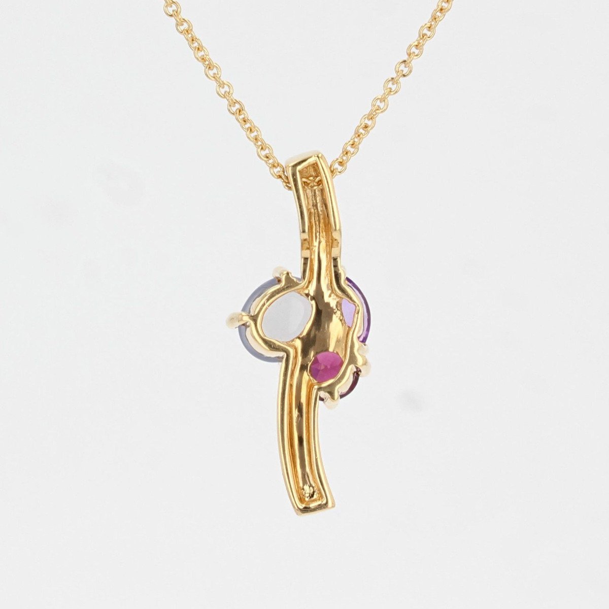 Pendant And Its Chain Yellow Gold And Fine Stones-photo-4