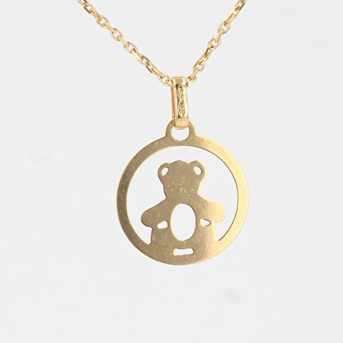 Yellow Gold Bear Pendant And Its Chain-photo-4