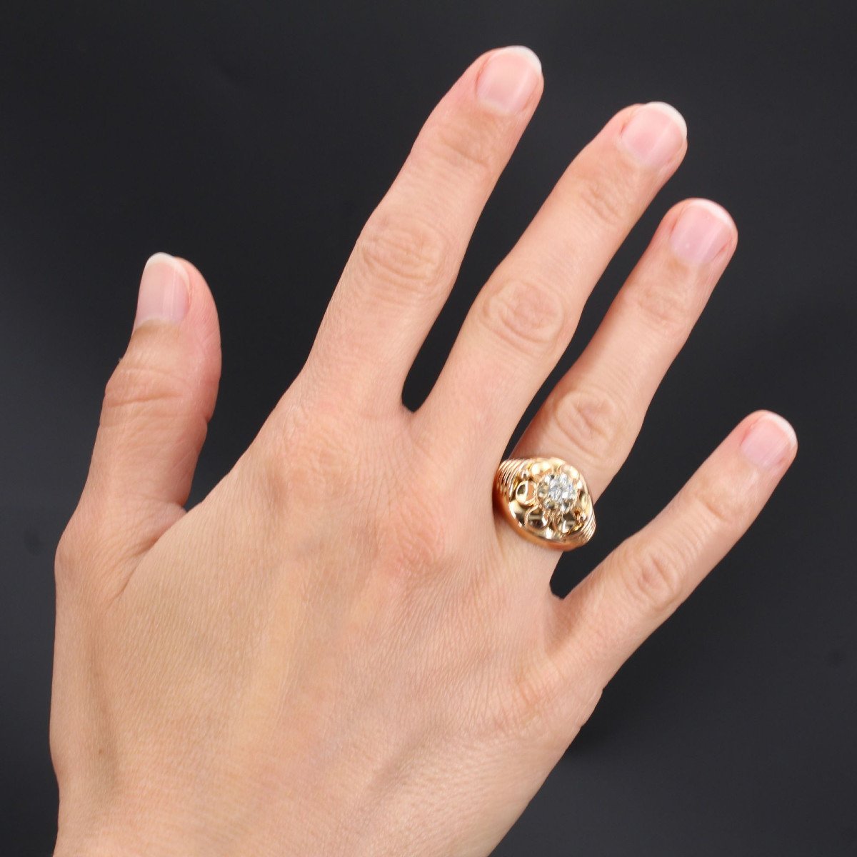 Vintage Diamond Rose Gold Ring-photo-2