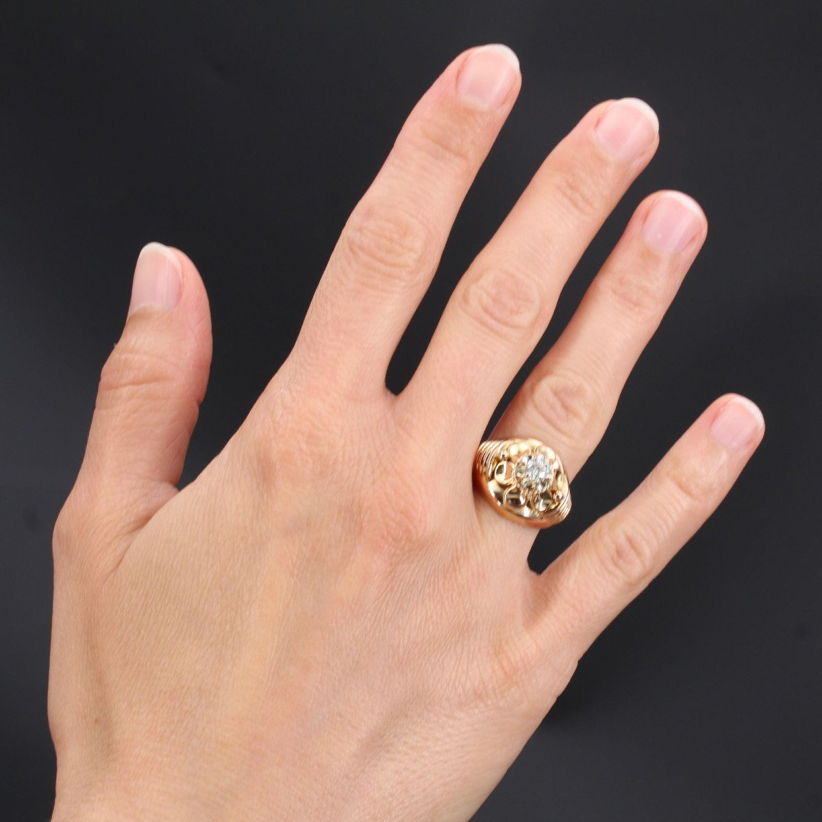 Bague Or Rose Vintage Diamant-photo-2