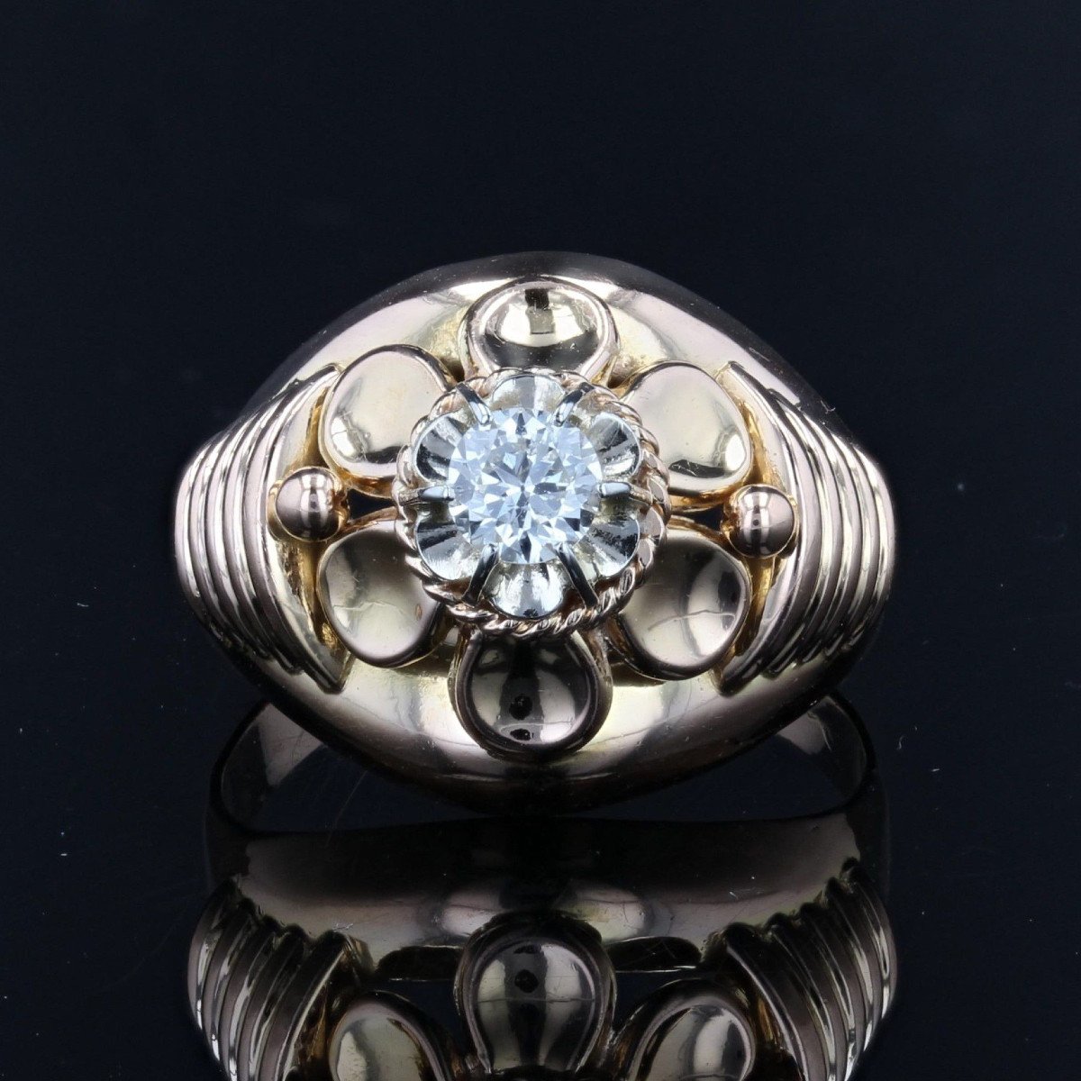 Bague Or Rose Vintage Diamant-photo-3