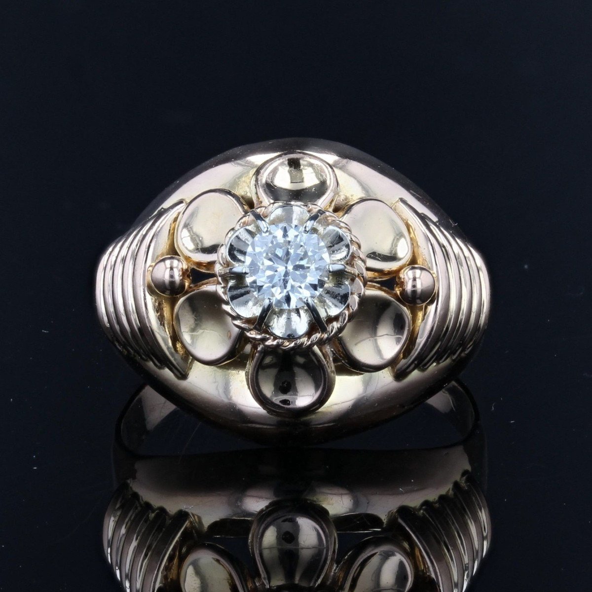 Vintage Diamond Rose Gold Ring-photo-3