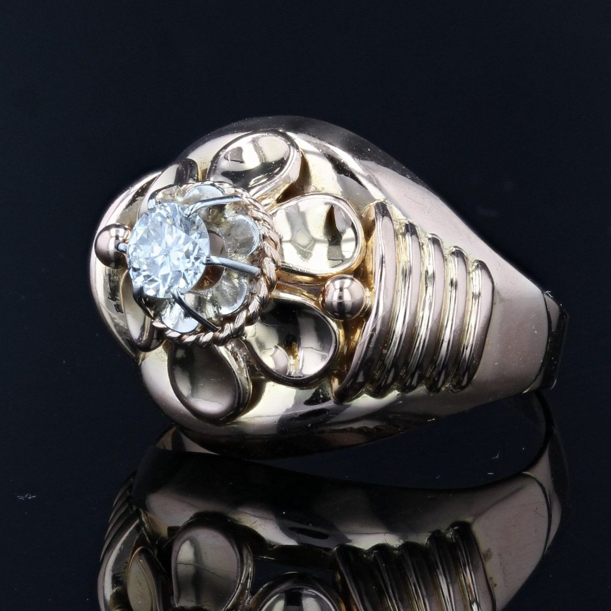 Bague Or Rose Vintage Diamant-photo-4