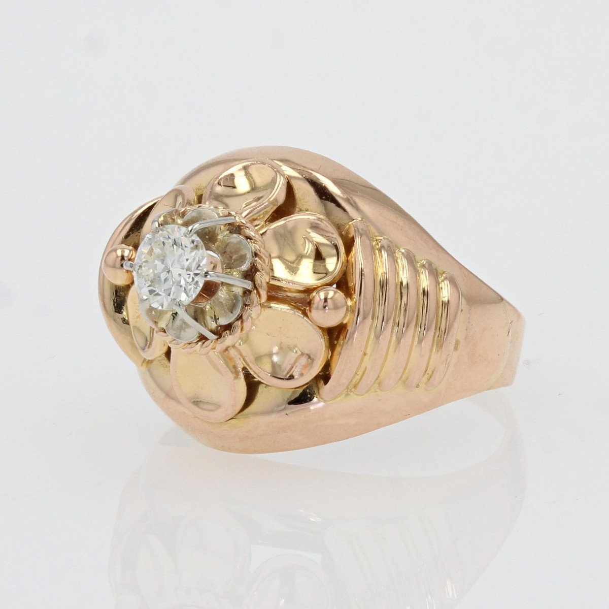 Bague Or Rose Vintage Diamant-photo-2