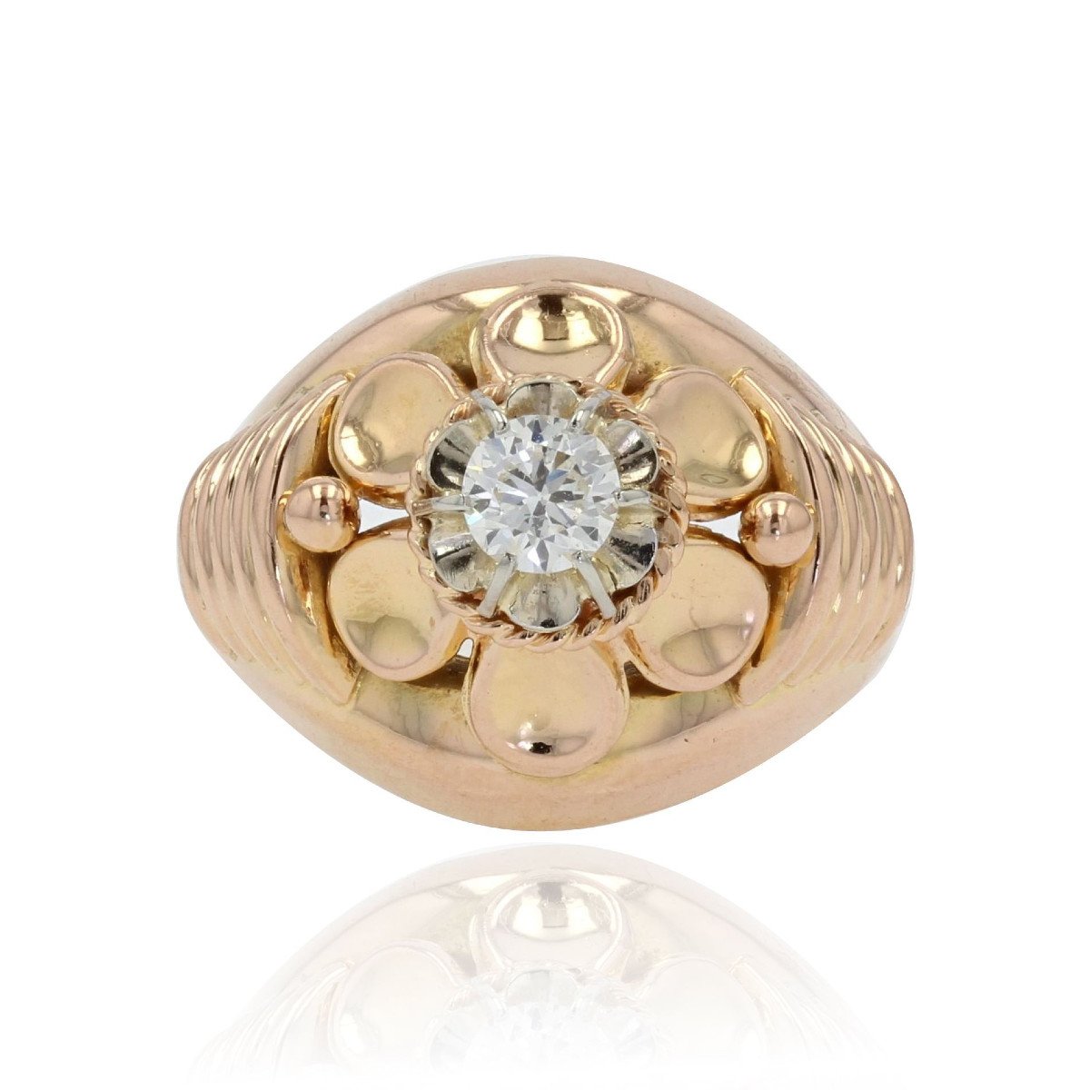 Vintage Diamond Rose Gold Ring