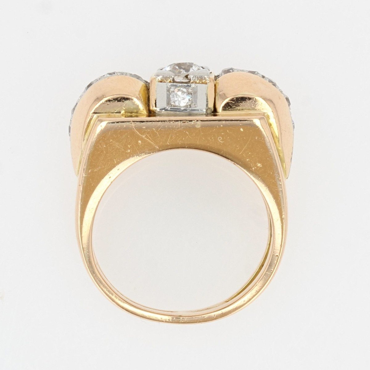 Vintage Tank Yellow Gold Diamond Ring-photo-6