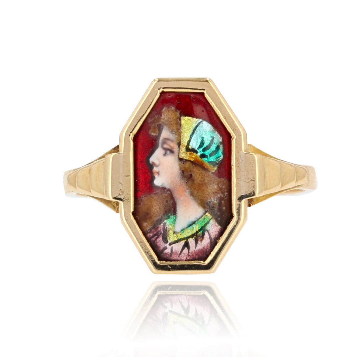 Bague émail De Limoges Or Jaune