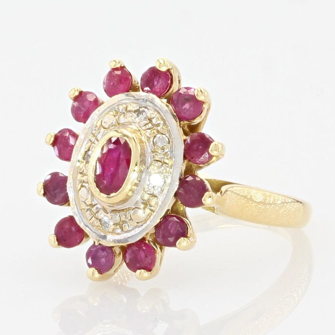 Ruby Diamond Ring Yellow Gold Occasion-photo-3