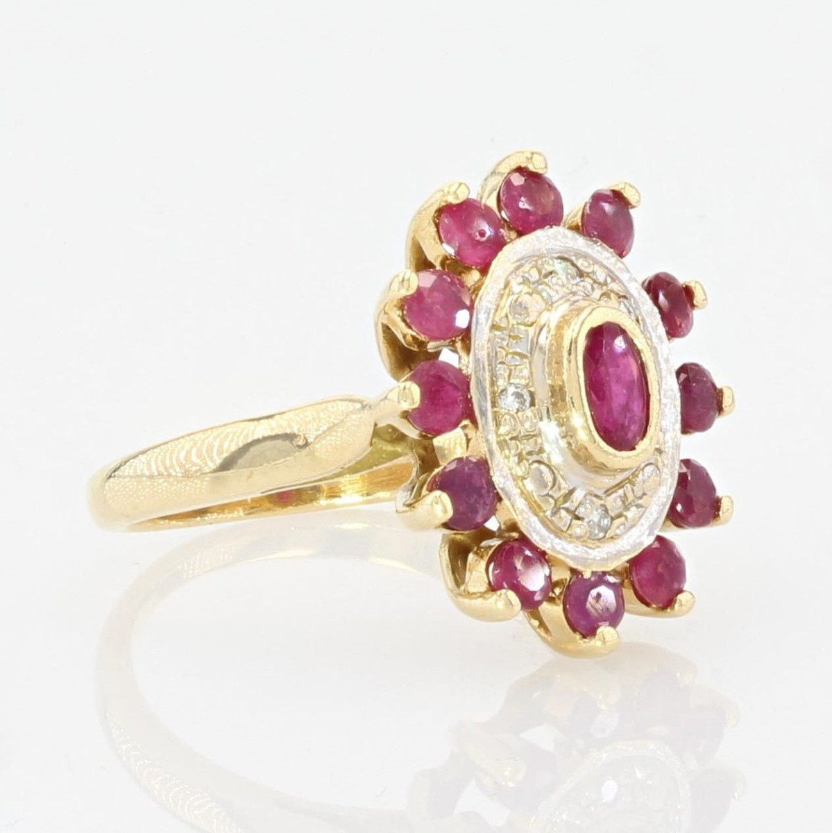 Bague Rubis Diamants Or Jaune Occasion-photo-2