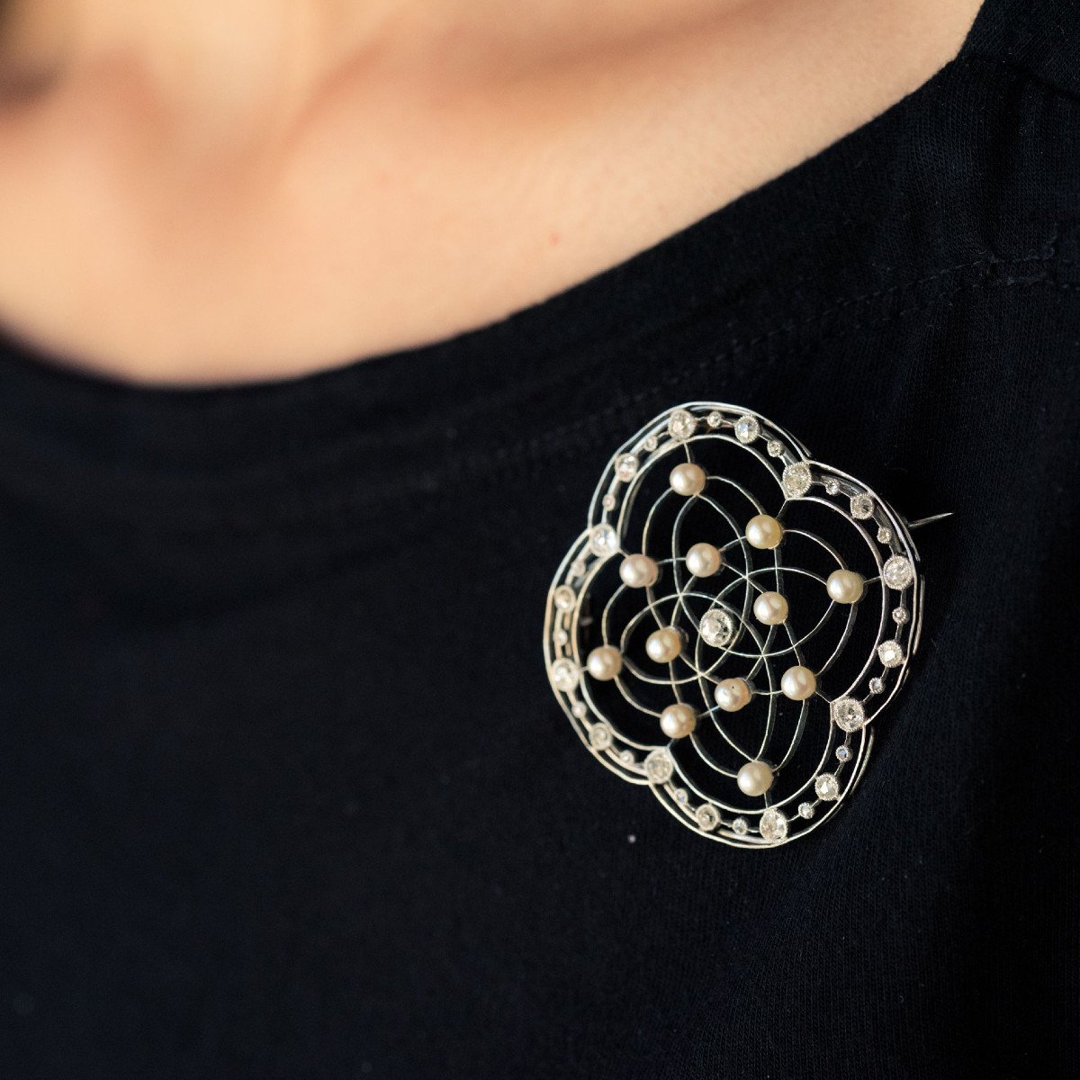 Belle Epoque Fine Pearls And Diamonds Brooch-photo-2