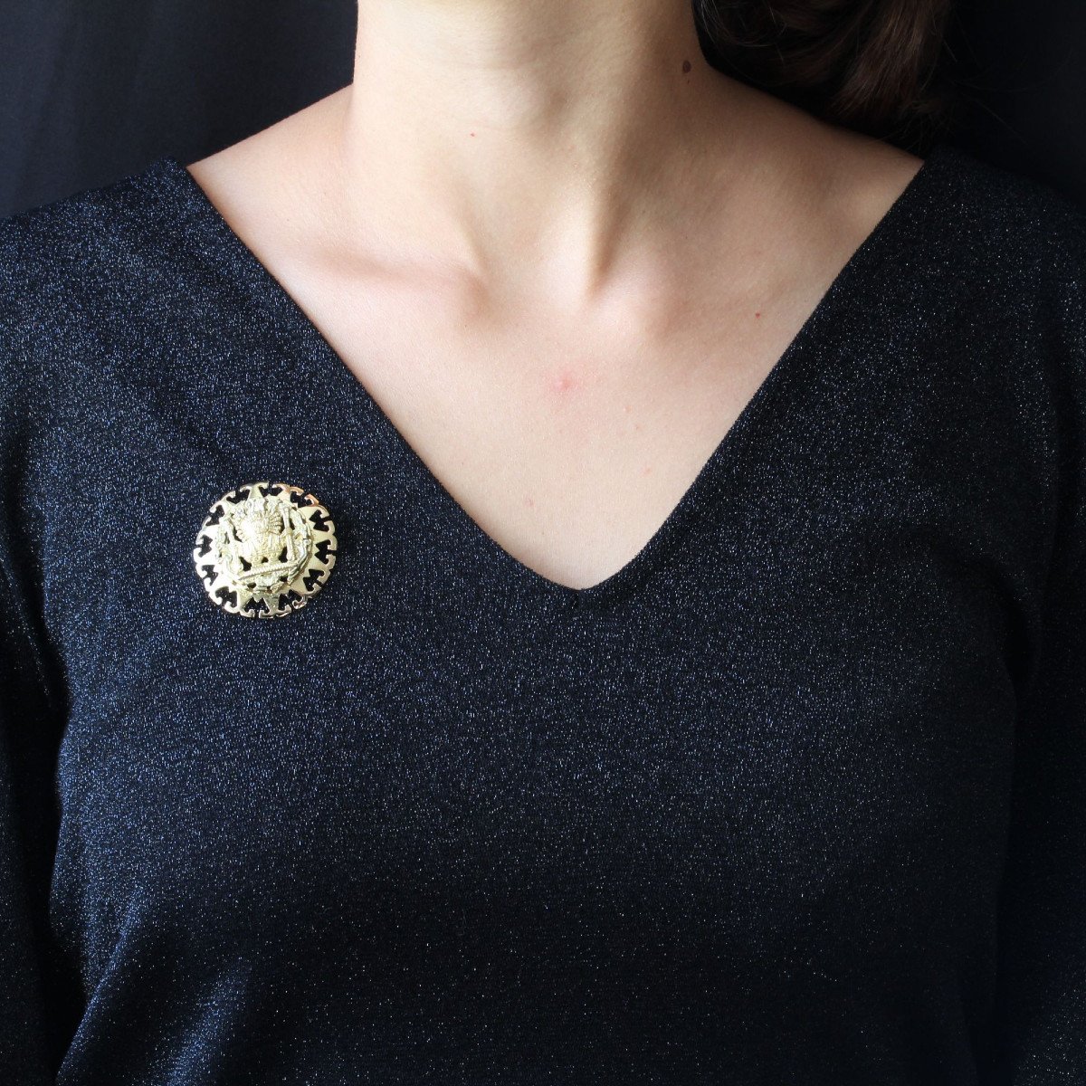 Aztec Yellow Gold Brooch Pendant-photo-2