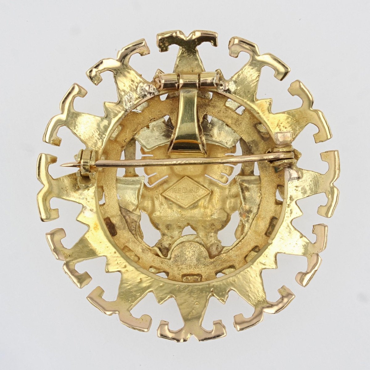 Aztec Yellow Gold Brooch Pendant-photo-3
