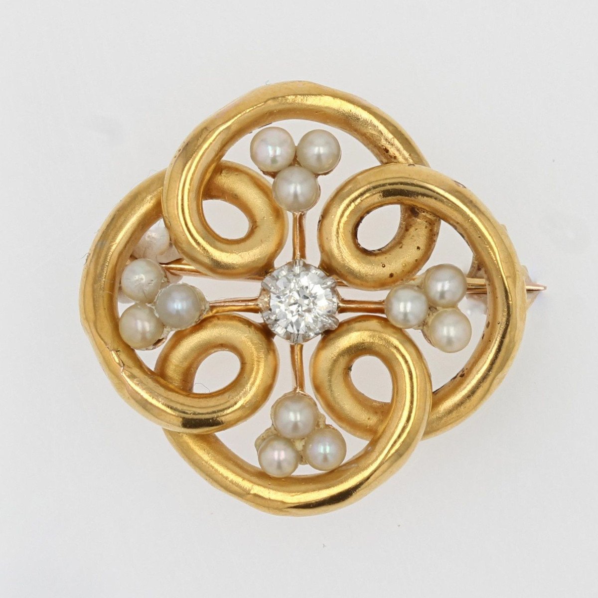 Broche Or Perles Fines Et Diamants-photo-6