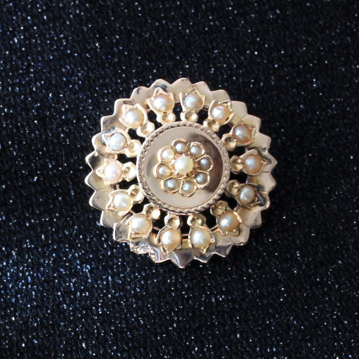 Broche Ancienne Or Rose Et Perles Fines-photo-4
