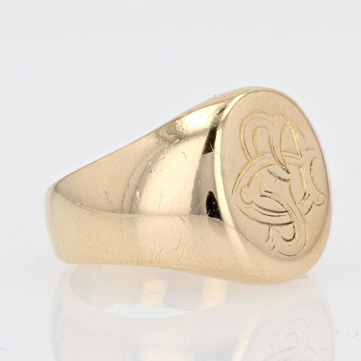 Old Gold Signet Ring Engraved With Initials-photo-1