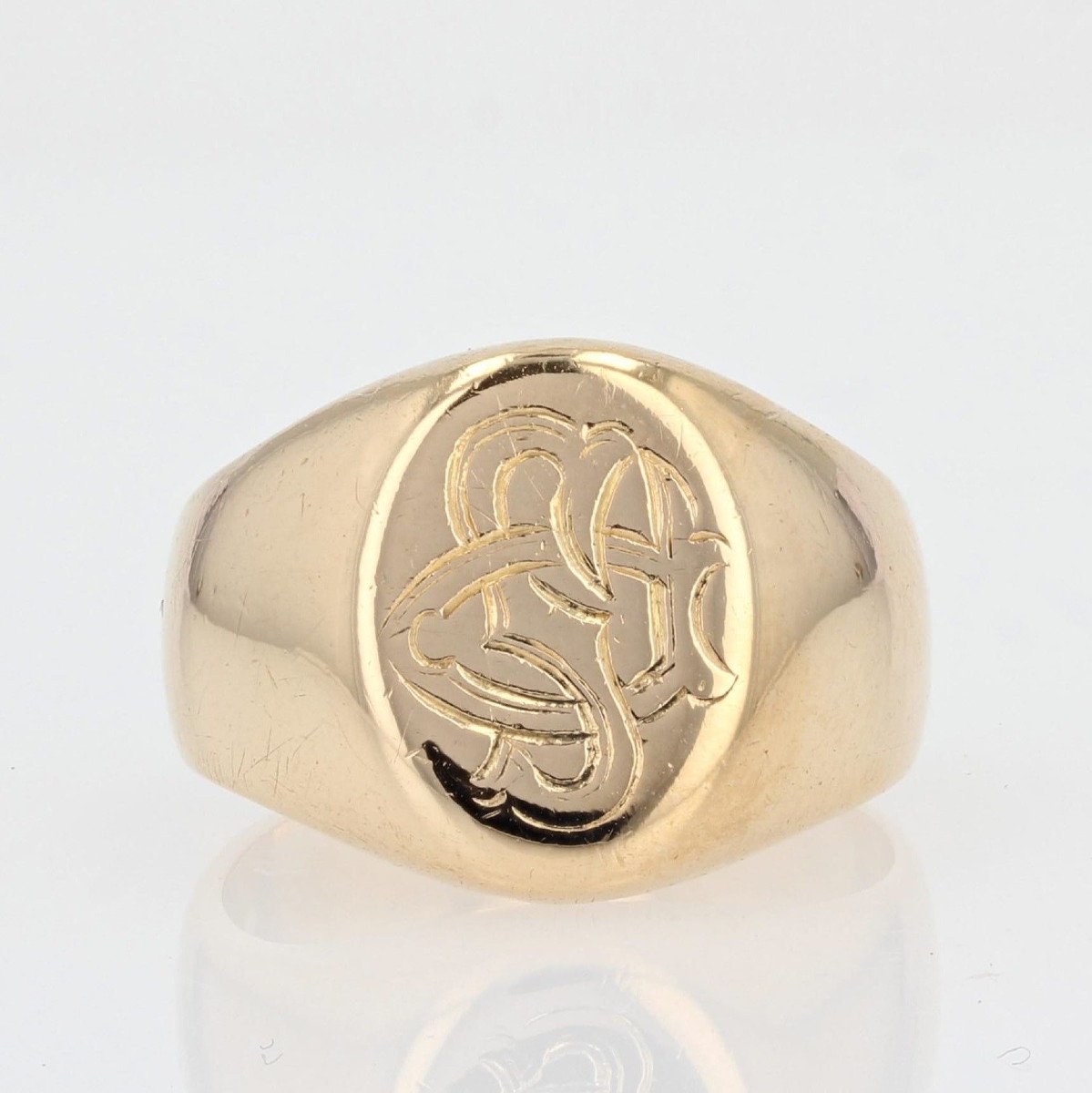 Old Gold Signet Ring Engraved With Initials-photo-6