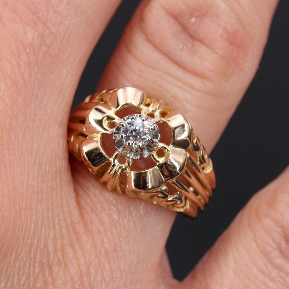 Vintage Openwork Gold And Diamond Ring-photo-1