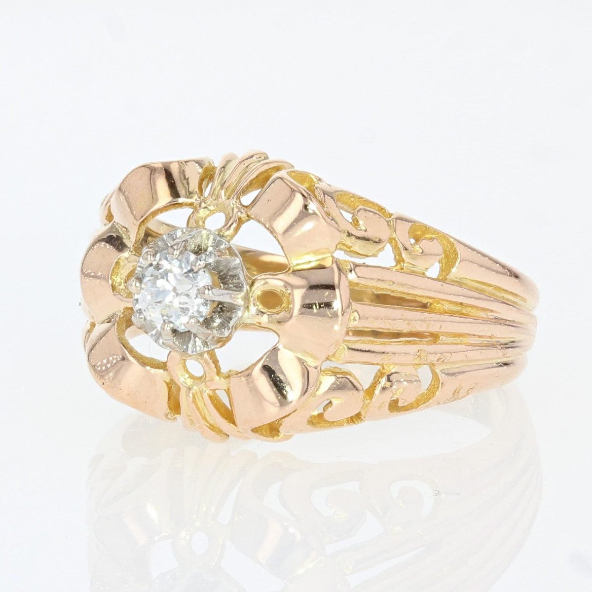 Vintage Openwork Gold And Diamond Ring-photo-2