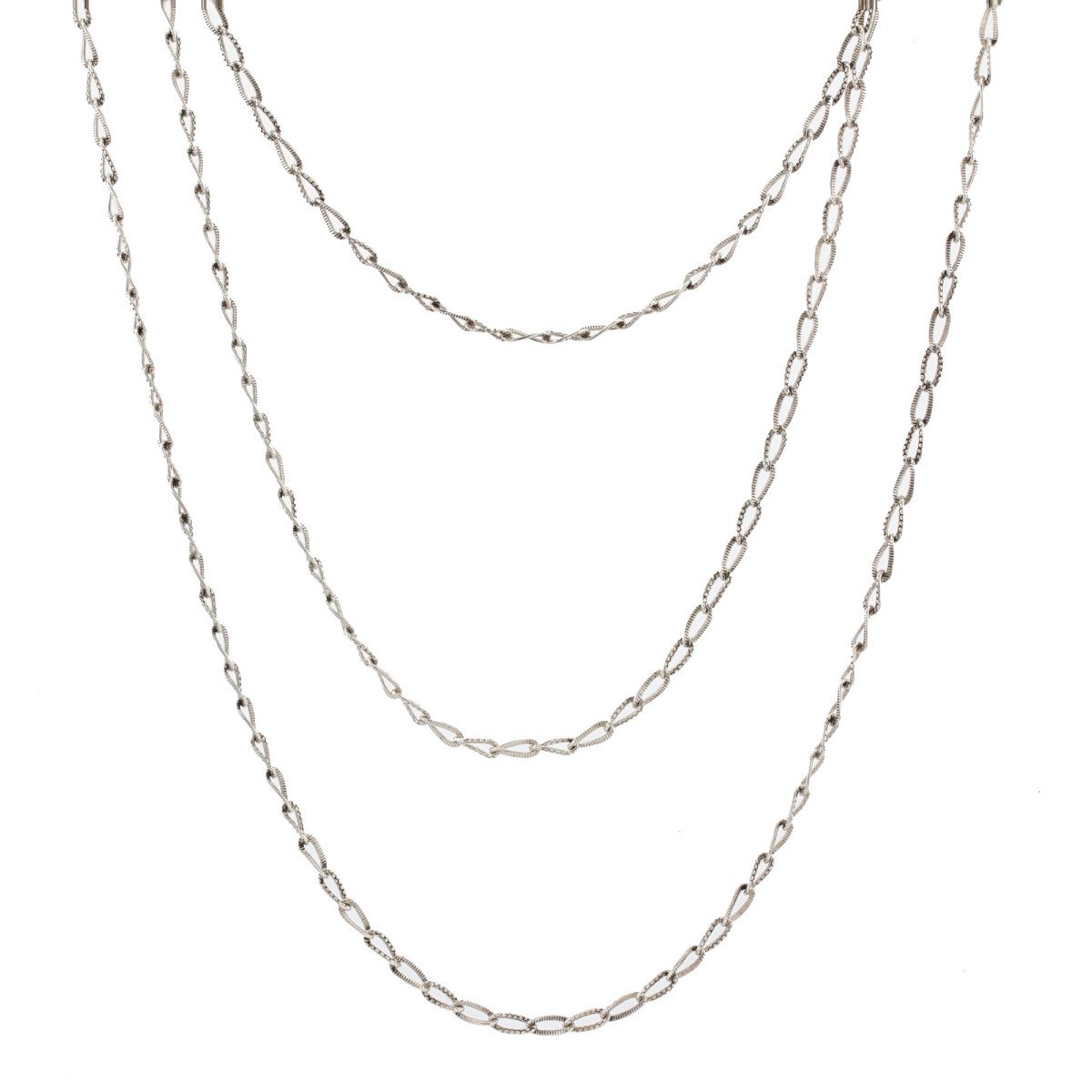 Antique Chiseled Silver Long Necklace