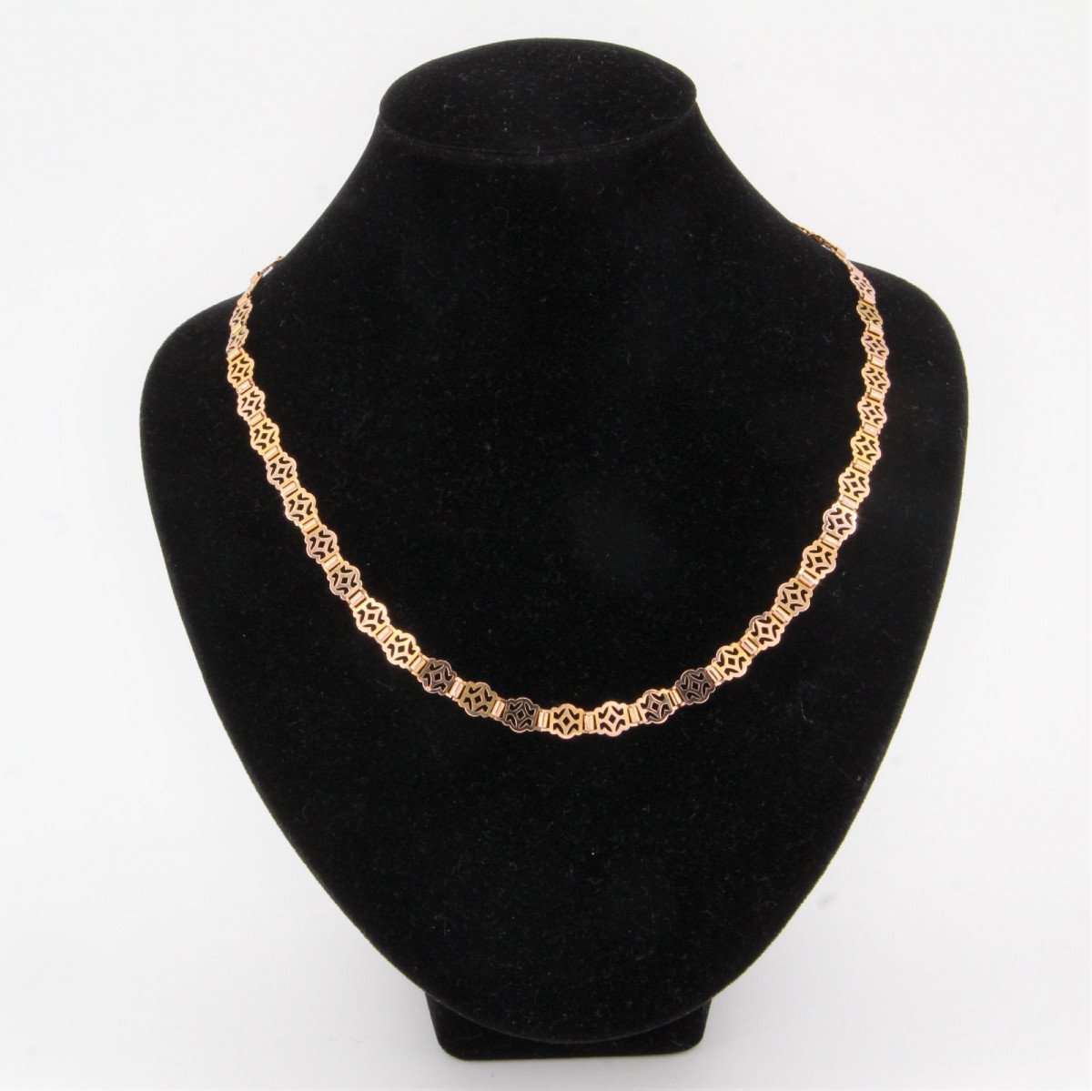 Collier Ancien En Or Rose à Motifs Ajourés Et Articulés-photo-2
