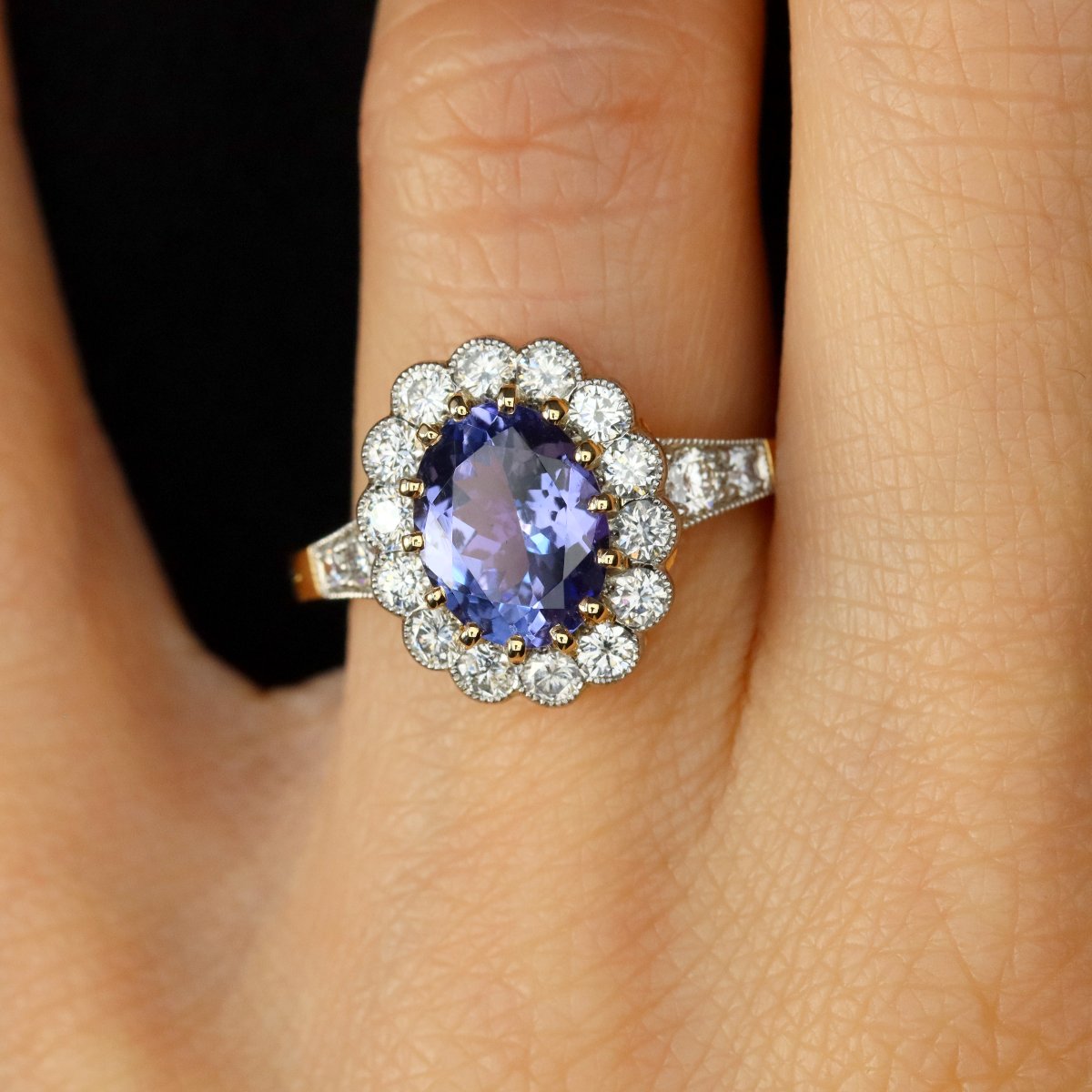 Bague Or Marguerite Tanzanite Diamants-photo-2