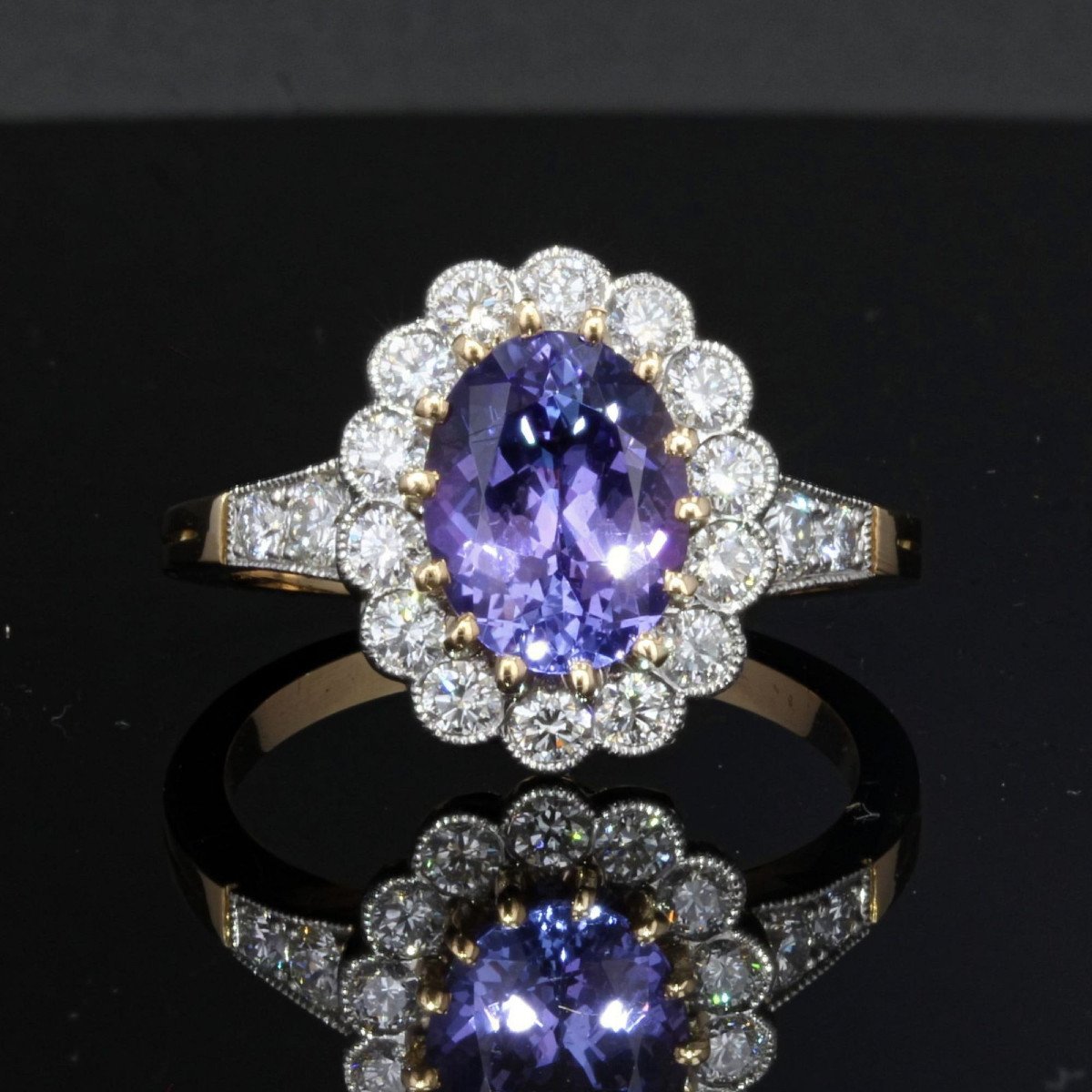 Bague Or Marguerite Tanzanite Diamants-photo-4
