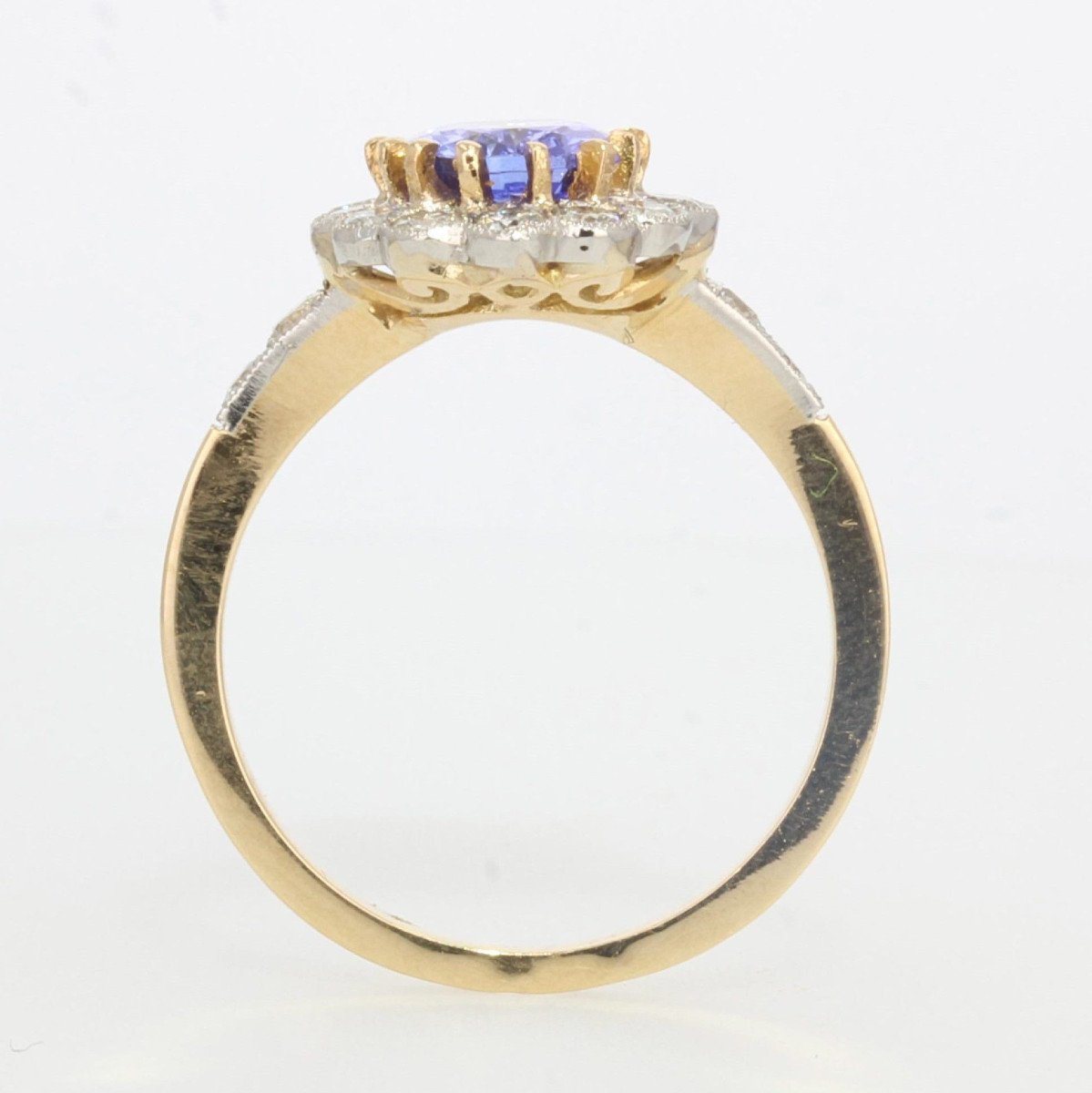 Gold Marguerite Tanzanite Diamond Ring-photo-2