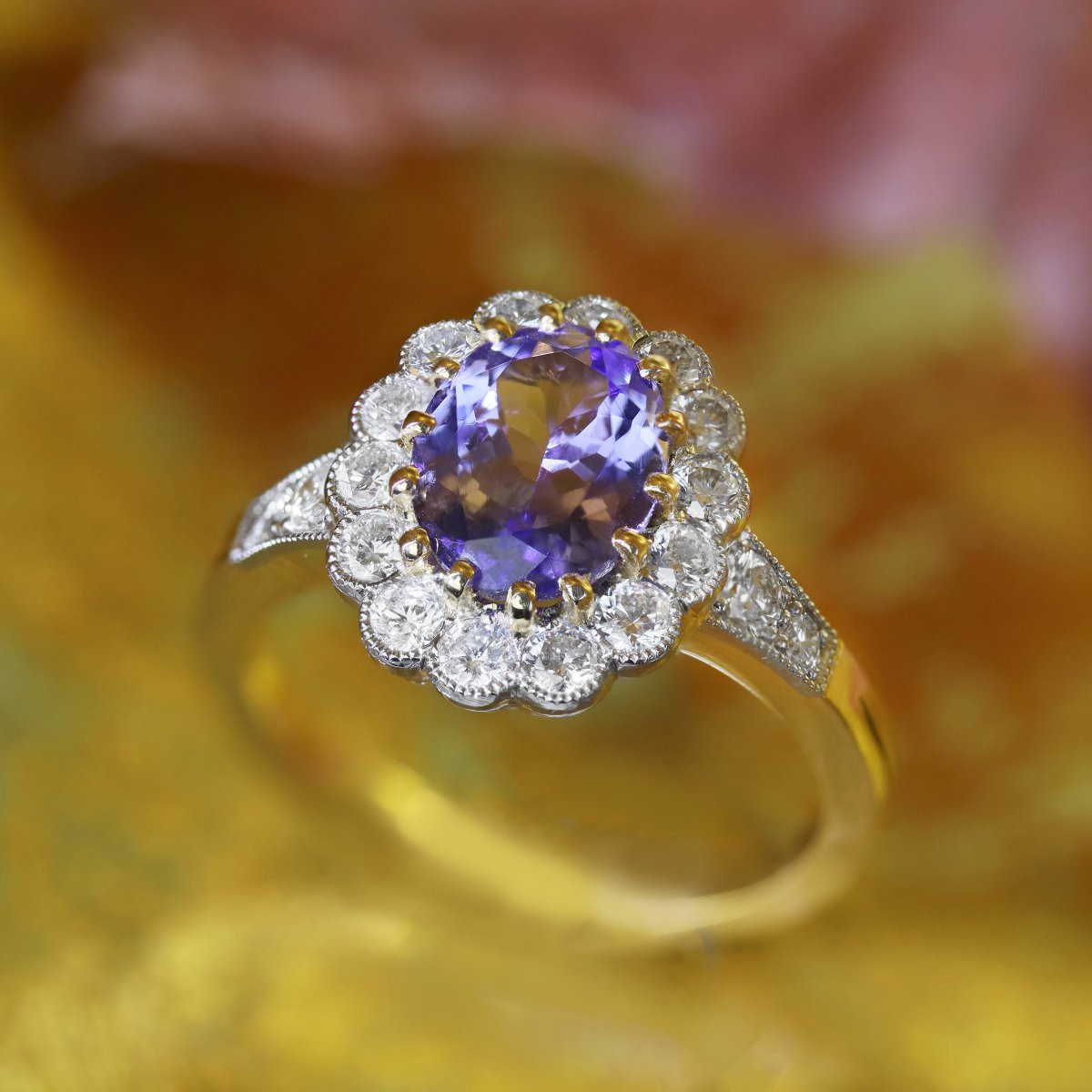 Bague Or Marguerite Tanzanite Diamants-photo-4