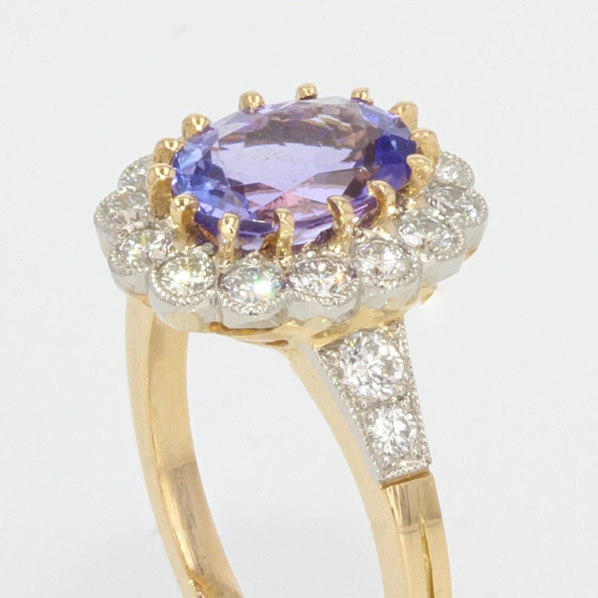 Bague Or Marguerite Tanzanite Diamants-photo-5