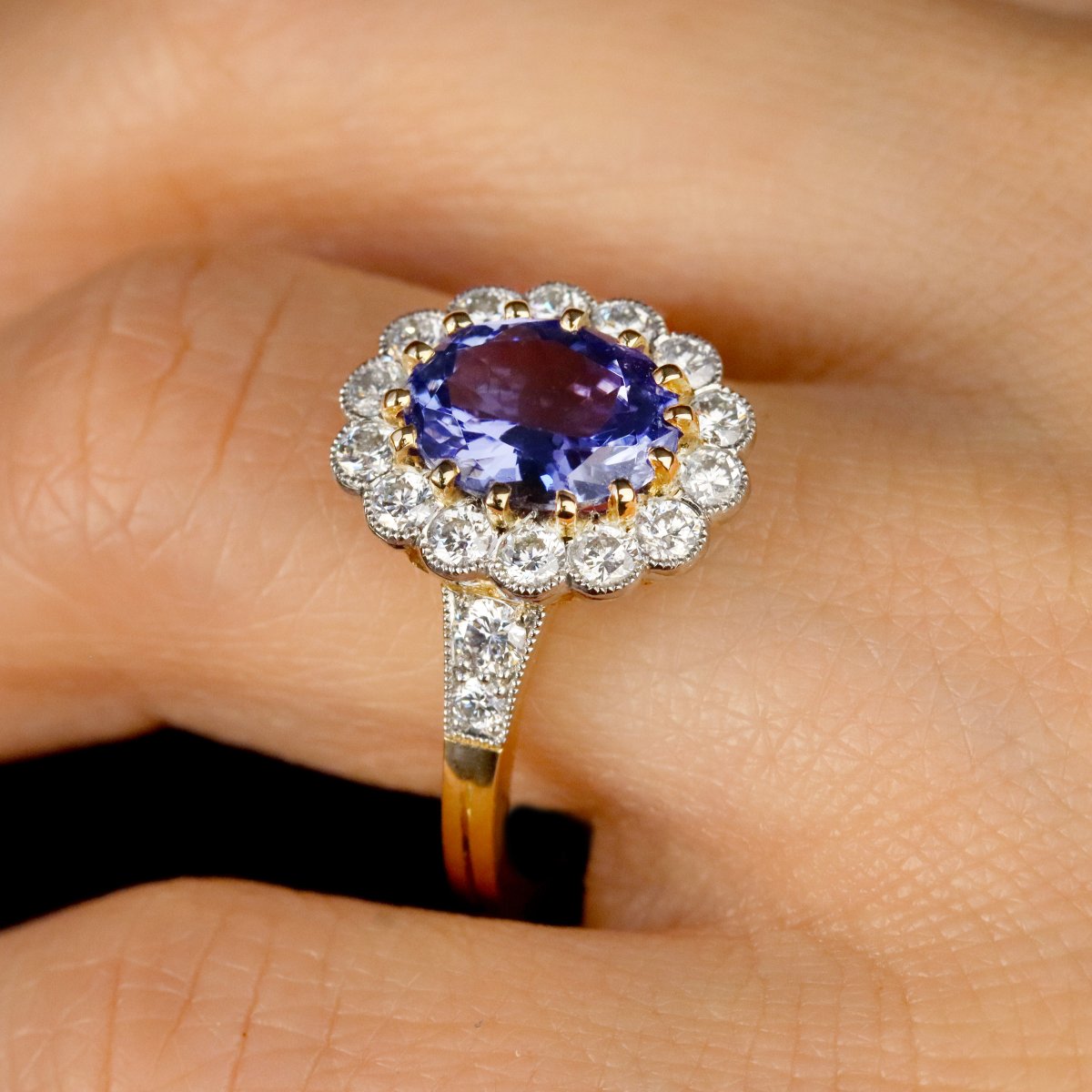 Bague Or Marguerite Tanzanite Diamants-photo-6