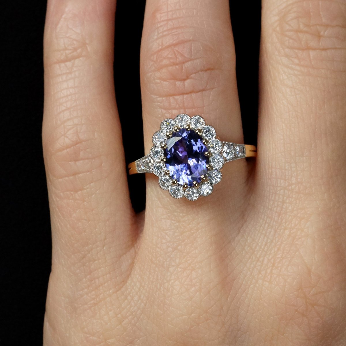 Bague Or Marguerite Tanzanite Diamants-photo-7