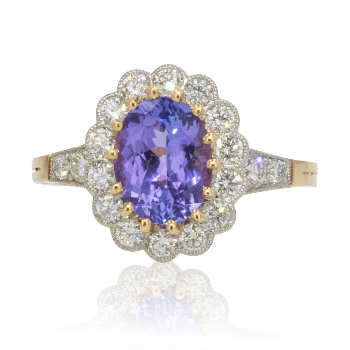 Gold Marguerite Tanzanite Diamond Ring