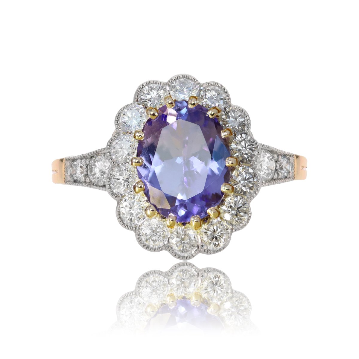 Bague Or Marguerite Tanzanite Diamants