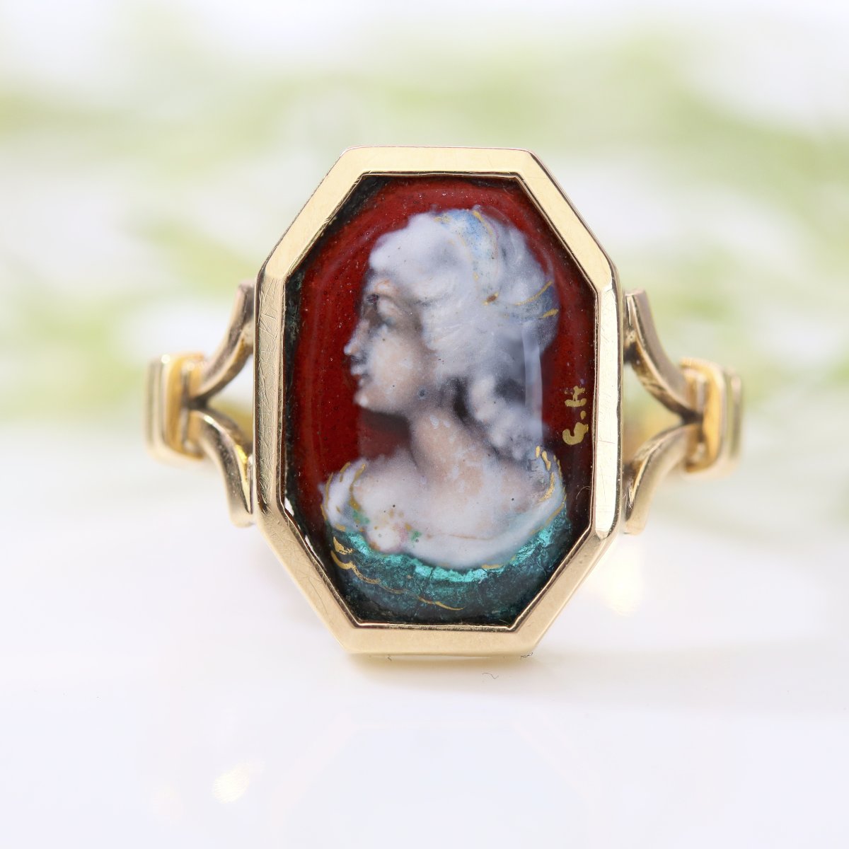 Antique Ring In Gold And Limoges Enamel-photo-3