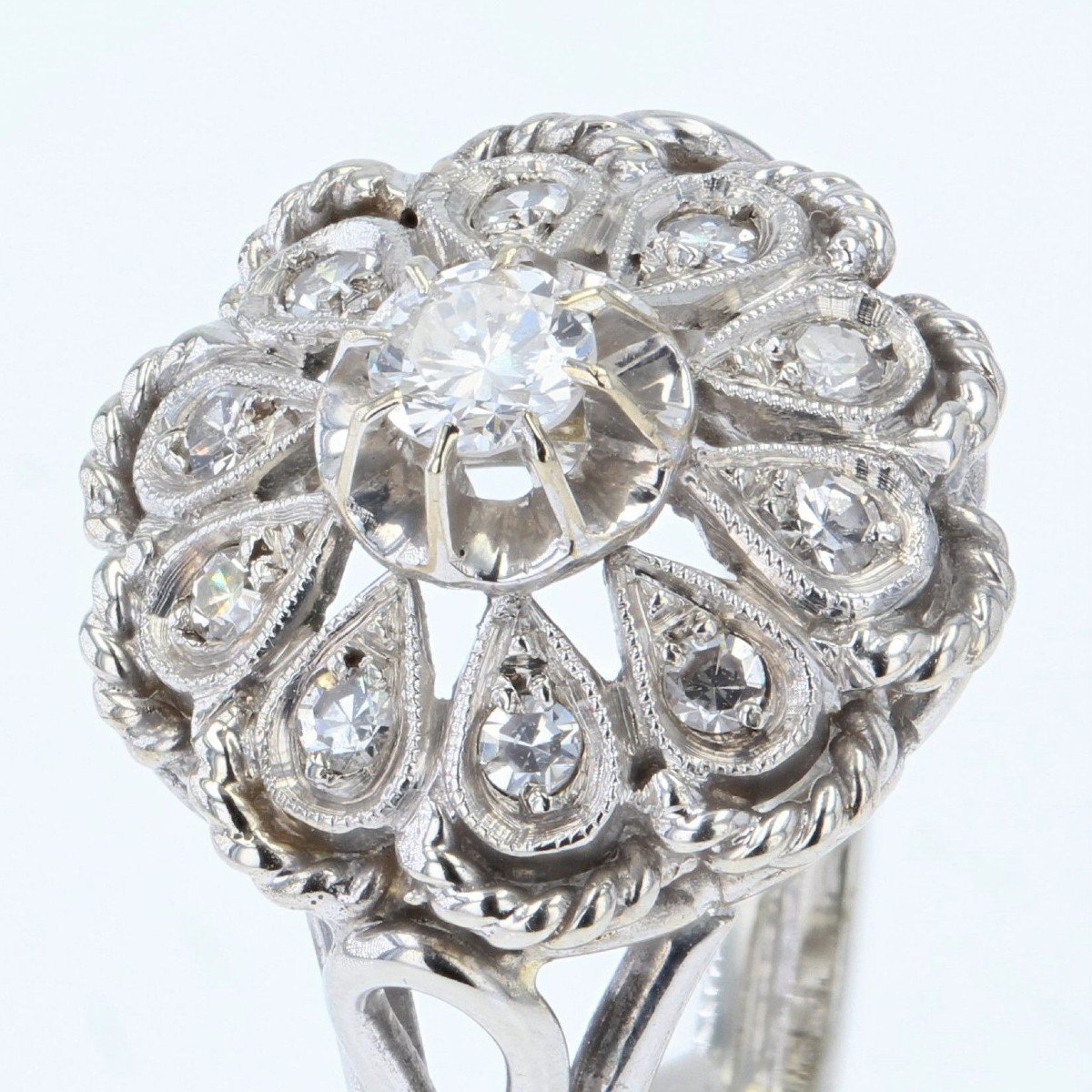 Bague Vintage Or Blanc Diamants-photo-3