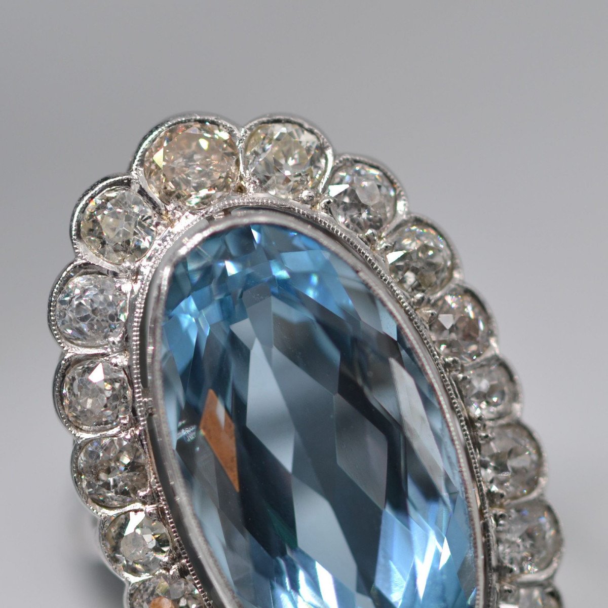 Pompadour Ring Old Aquamarine Diamonds-photo-4