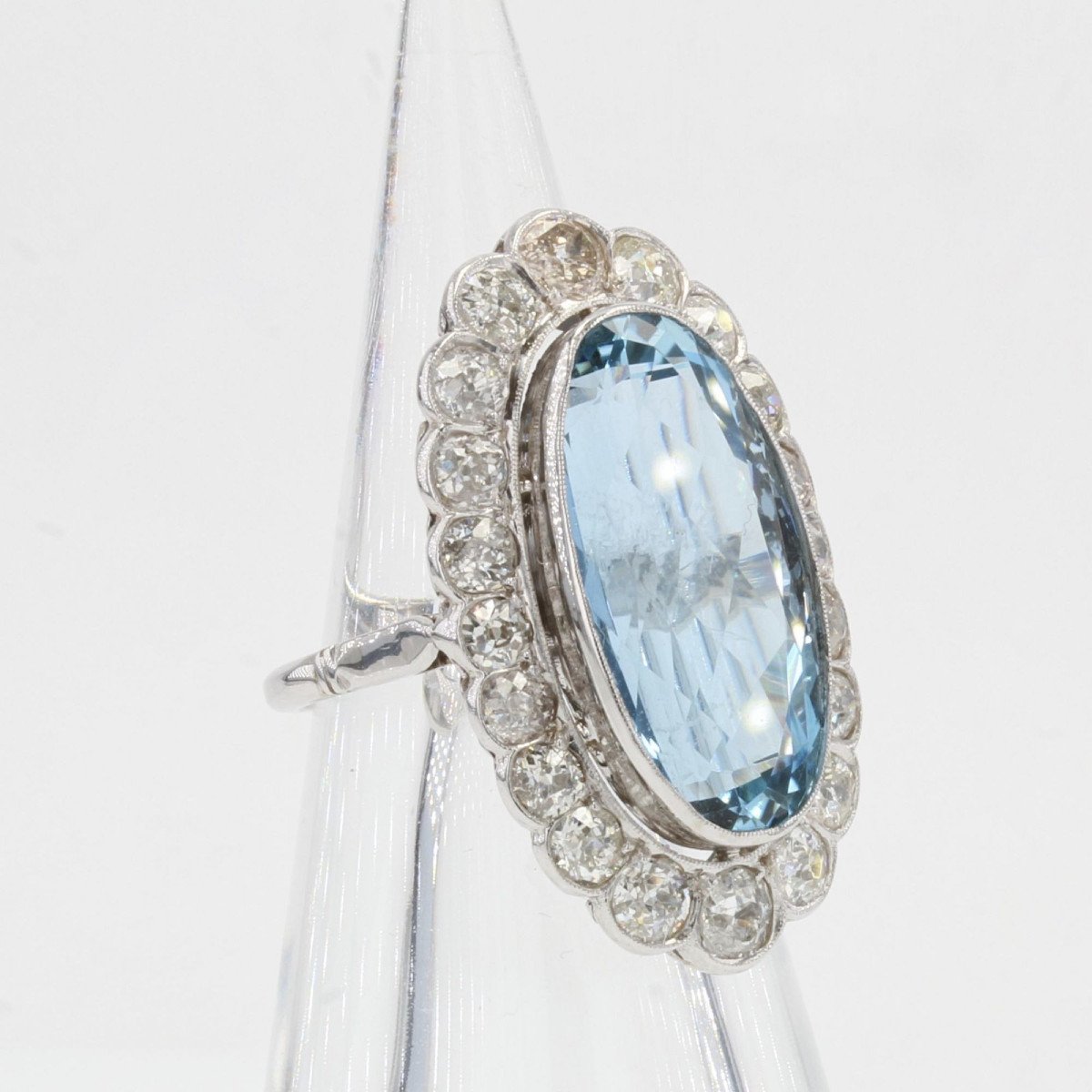Pompadour Ring Old Aquamarine Diamonds-photo-5