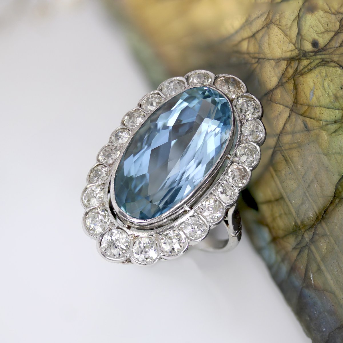 Pompadour Ring Old Aquamarine Diamonds-photo-6