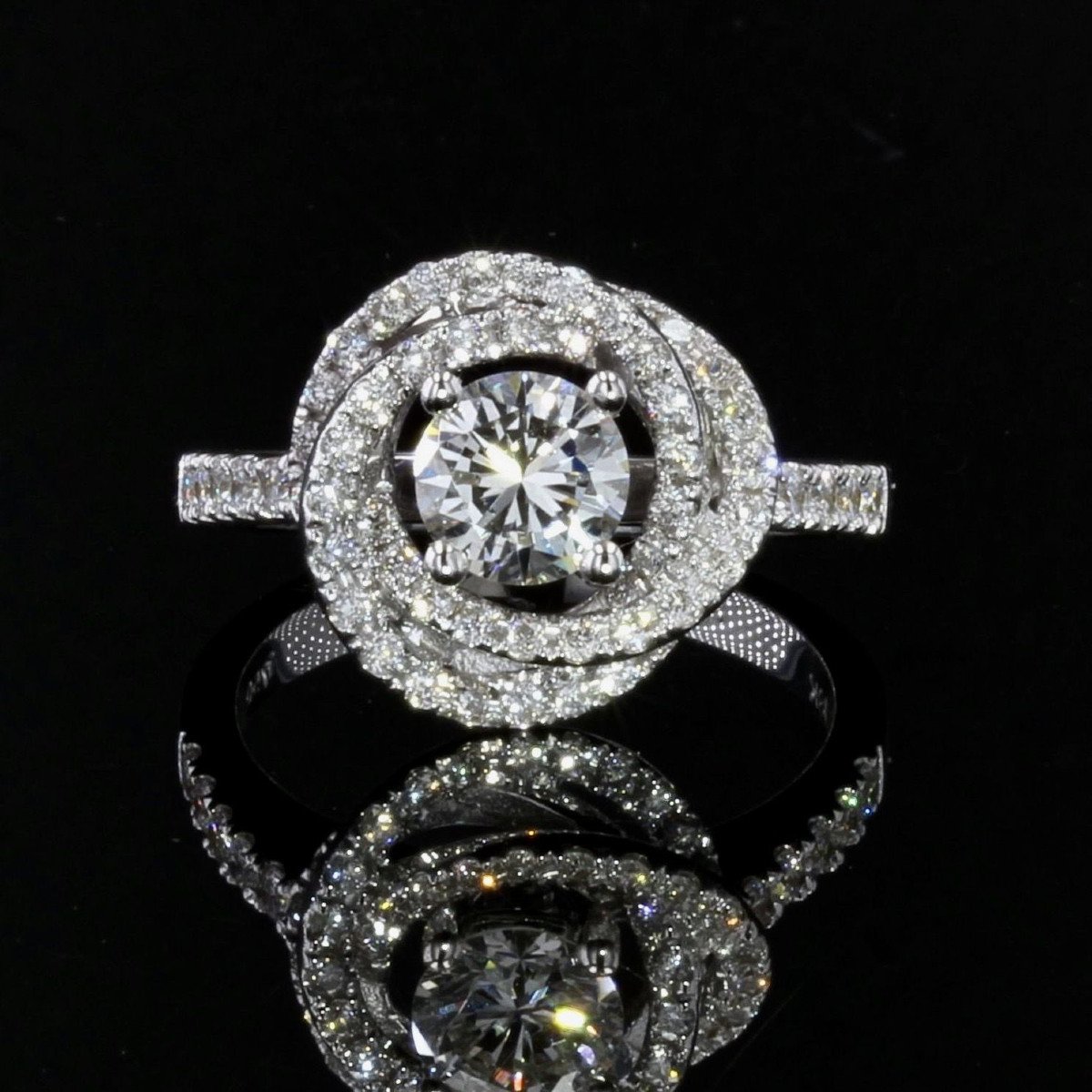 White Gold Flower Diamond Ring-photo-4