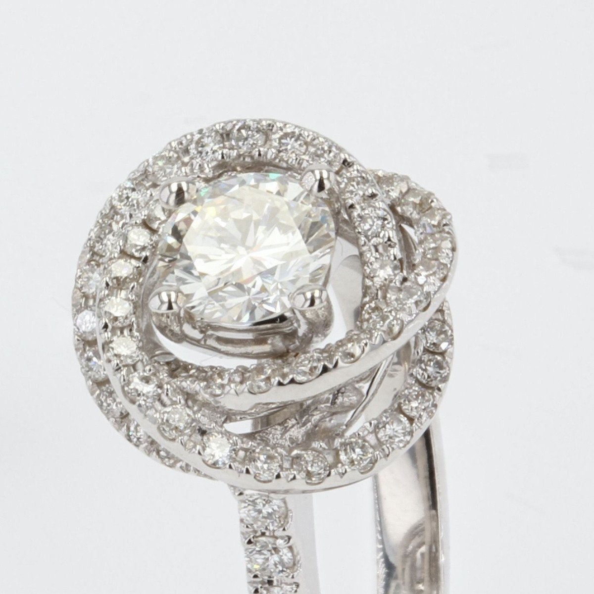 White Gold Flower Diamond Ring-photo-4
